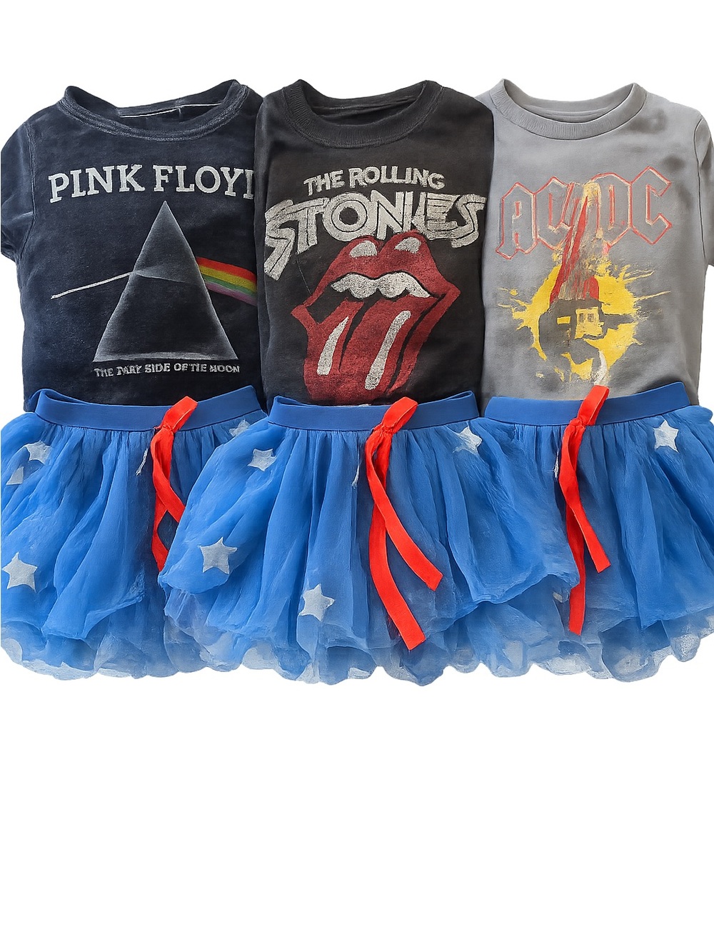 Pink Floyd Kids Matching Set - Blue Tulle Skirt with Red Accents